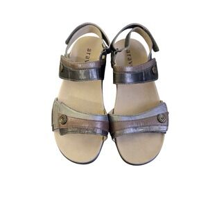 Aravon Womens 6 2E Metallic Leather Comfort Sandals Multi Strap WSK11MTM 88